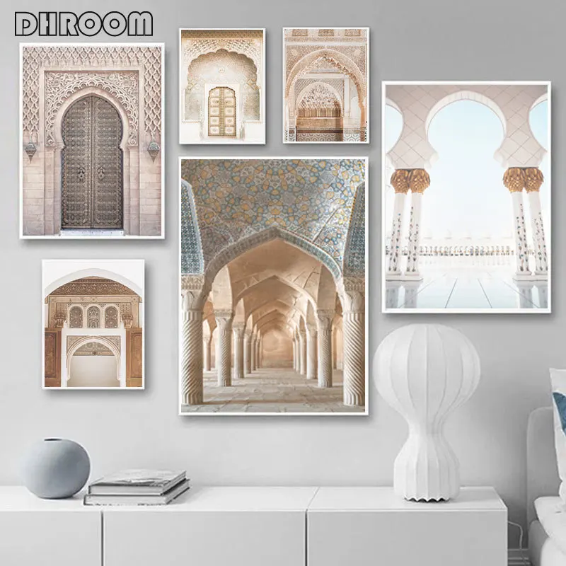 Marruecos Árabe De La Puerta De La Arquitectura Lienzo De Pintura De Viaje Paisaje De La Impresión Del Cartel Islámica Arte De La Pared De La Imagen De La Fotografía Musulmán Decoración 3