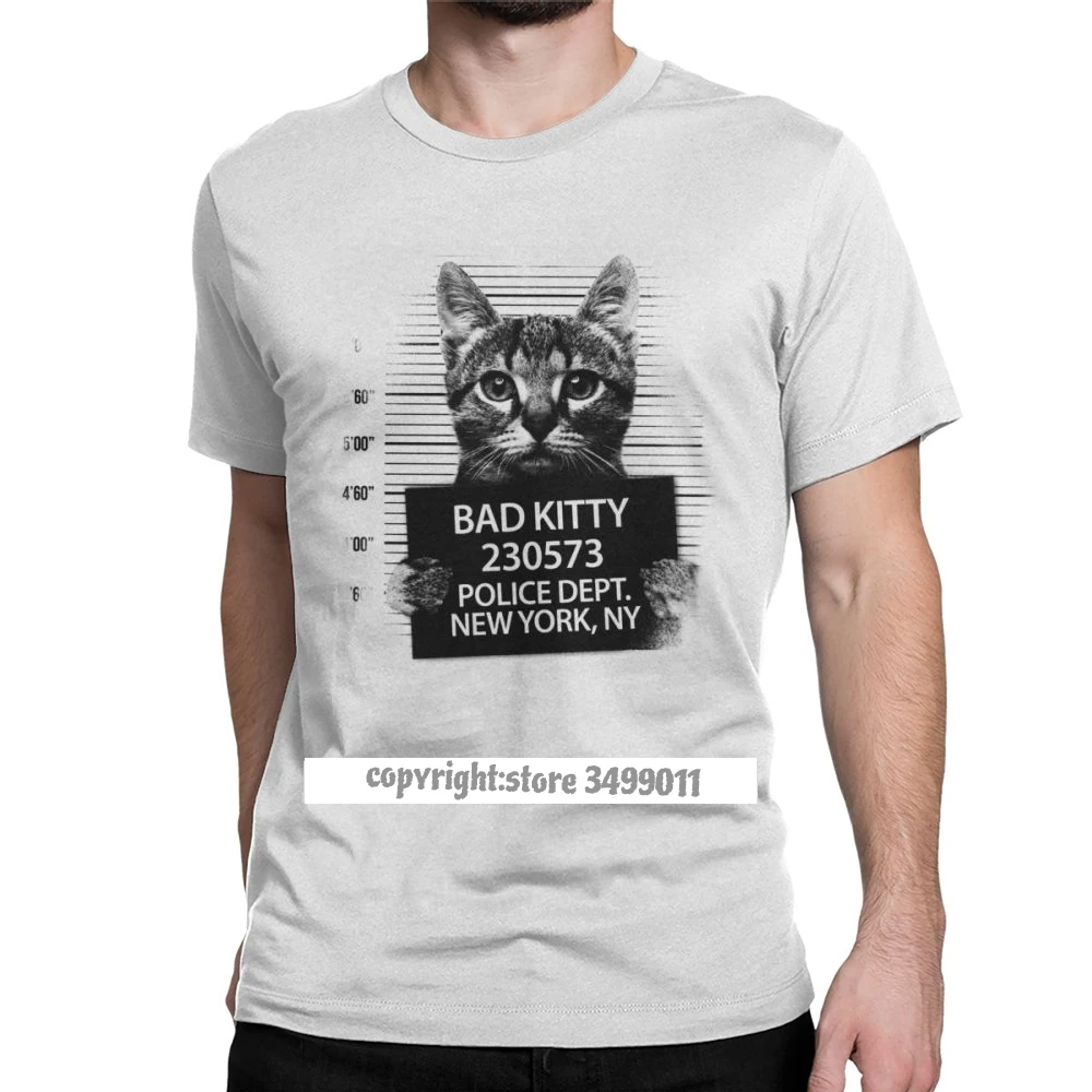 Bad Kitty Cat Línea Hombres de la Camiseta Amante Gatito Amor Maullido de Animales Divertidos de Mascotas Camisetas Camisas Tops Camiseta de Regalo 3