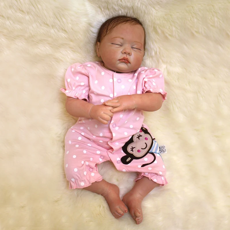 Nicery 20 50 cm de Muñeca Bebe Reborn de Silicona Suave Chico Chica Juguete Reborn Baby Doll Regalo para los Niños Ropa de color Rosa Mono Muñeca 3
