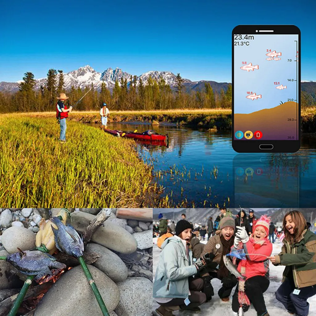 CHAMSGEND teléfono móvil localizador Inalámbrico Sonar Buscador de los Pescados de Profundidad de la Mar de Pescado del Lago Detectar iOS Android App findfish eco del sonar soun 3