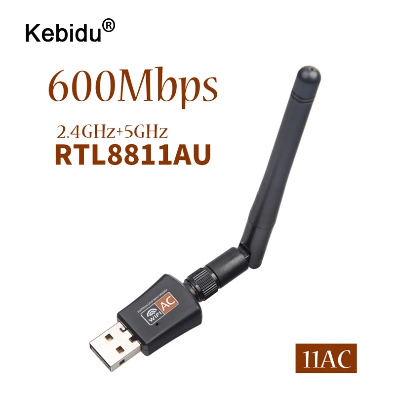 Kebidu USB WIFI Wireless Ethernet tarjeta de red USB WiFi de 5 ghz 2.4 Ghz 600 mbps Adaptador para Windows XP, Win Vista y Win 7 3