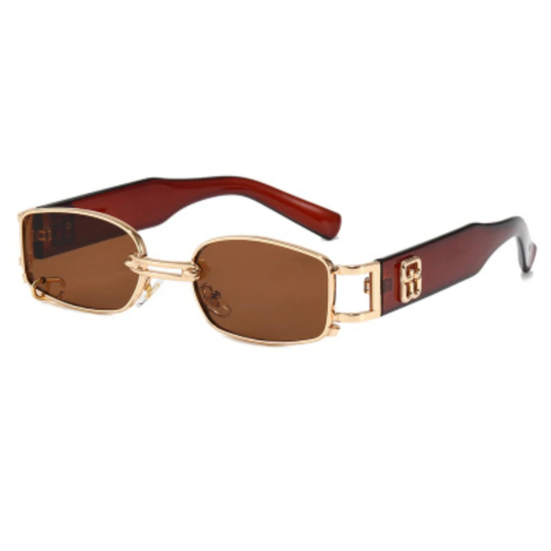Nuevo retro de metal rectángulo pequeño marco de gafas de sol de los hombres 2020 marca de lujo de alta calidad clara gafas vintage eyewears hombre tonos 3
