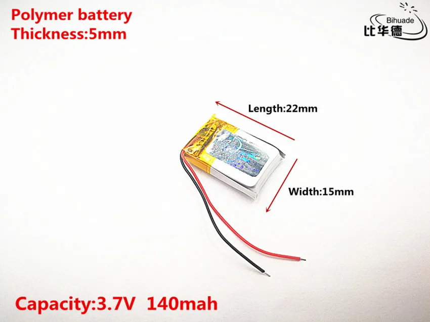 Litro de energía de la batería de Buen Qulity 3.7 V 140mAH,501522 de Polímero de litio ion / Li-ion de la batería de JUGUETE,BANCO de POTENCIA,GPS,mp3,mp4 3