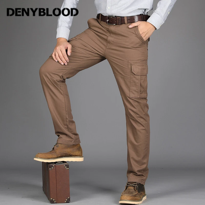 Denyblood Jeans para Hombre Pantalones de Carga Mutil Bolsillos Ejército Verde Pantalones de Sarga Militar Pantalones de corte Recto Pantalones Casuales para Hombres 8509 3