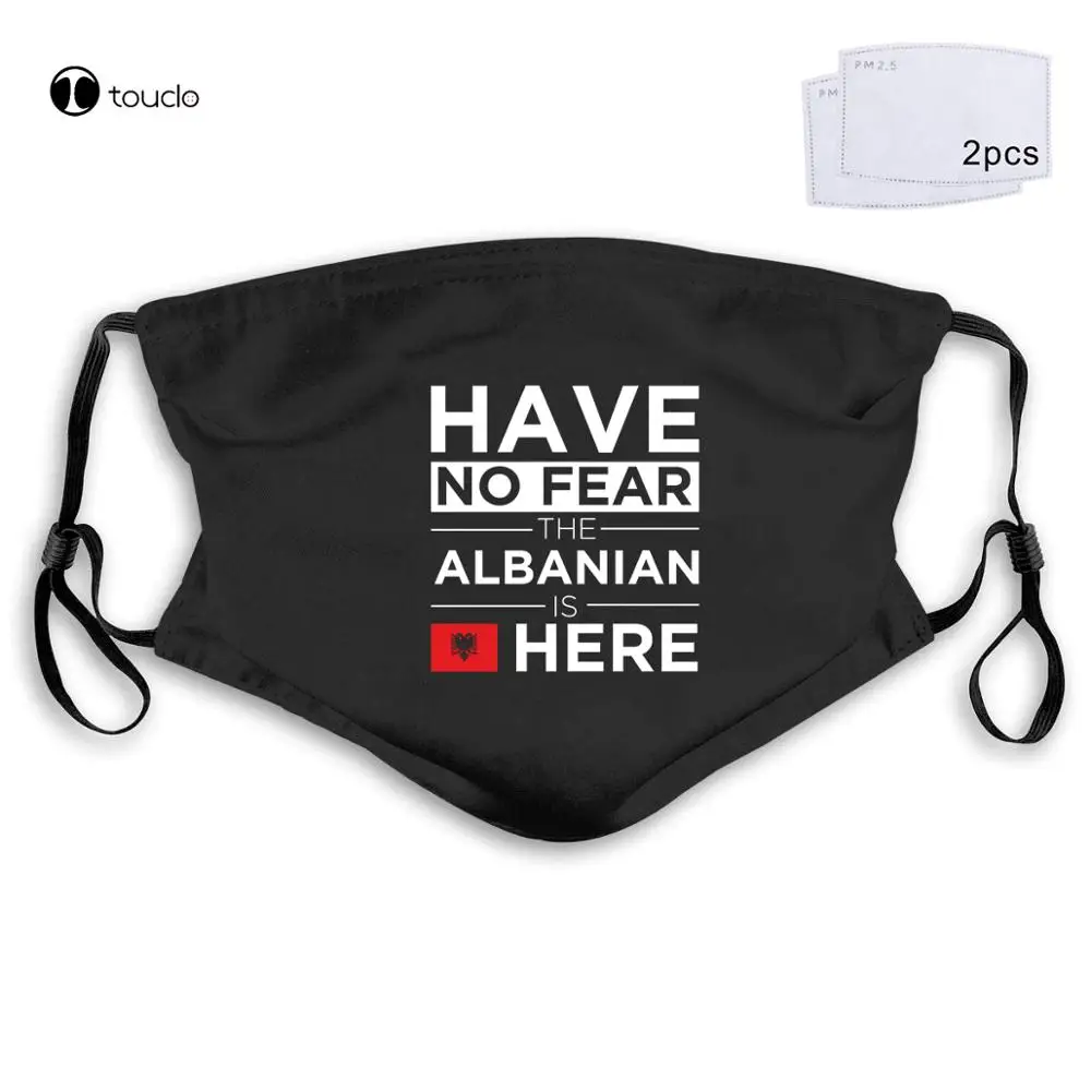 No tienen Miedo de que El albanés Es Aquí Orgullo Orgullosos de Albania DE los Hombres de la Cara de la Máscara de Filtro del Bolsillo de Tela Reutilizable Lavable 3