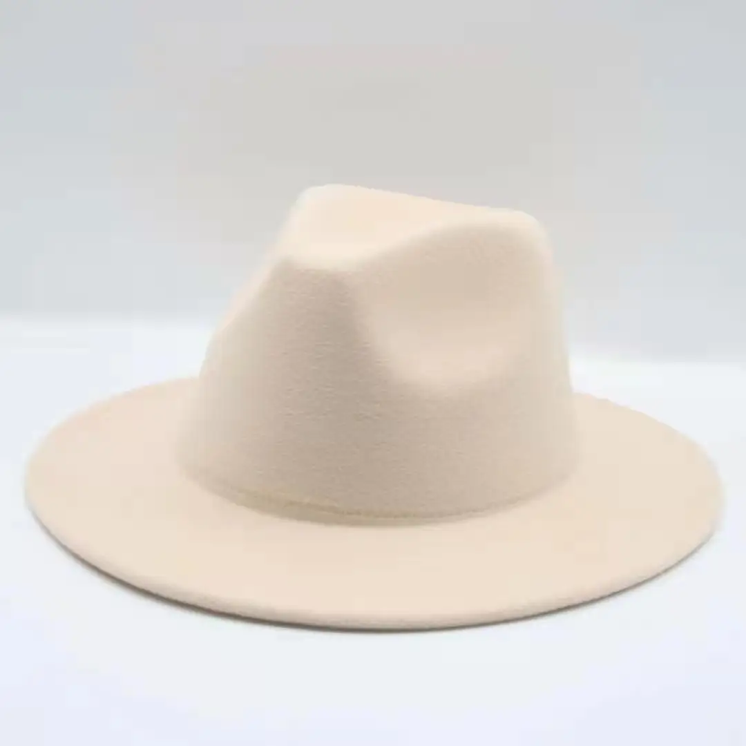 Las mujeres sombreros de invierno sólido multicolor de ala ancha de fieltro de los sombreros de las mujeres de los hombres formales vintage clásico y sencillo de color blanco negro fedora sombreros de las mujeres 3