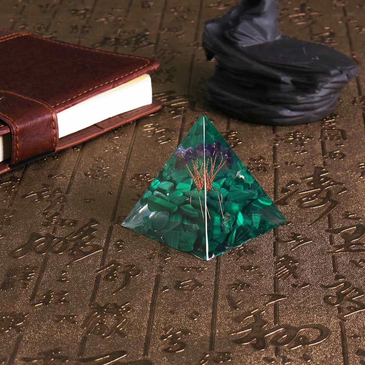 Cristal Verde Árbol de la Vida, de la Energía Círculo de Sanación Reiki Cristal de la Pirámide de los Chakras de la Piedra Natural de Orgón Orgonite Pirámides Fengshui 3