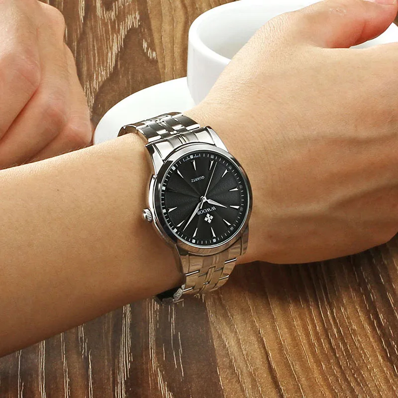 WWOOR Marca de Lujo de Plata Reloj Impermeable de los Hombres de Acero Inoxidable de la Moda Clásica Creativo de línea de Cuarzo reloj de Pulsera para Hombre Relojes Homme 3