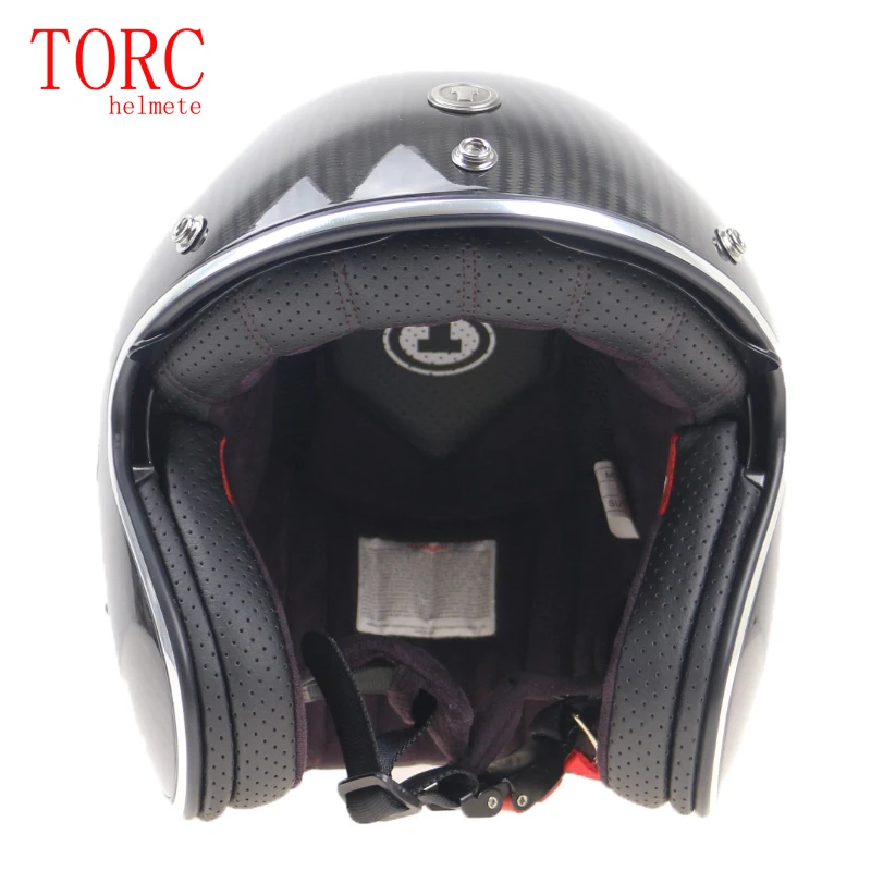 TORC de Fibra de Carbono casco de la Motocicleta Profesional de peso Ligero Casco de Cara Abierta con interior de las gafas de sol y Clásico de 3/4 casco 3