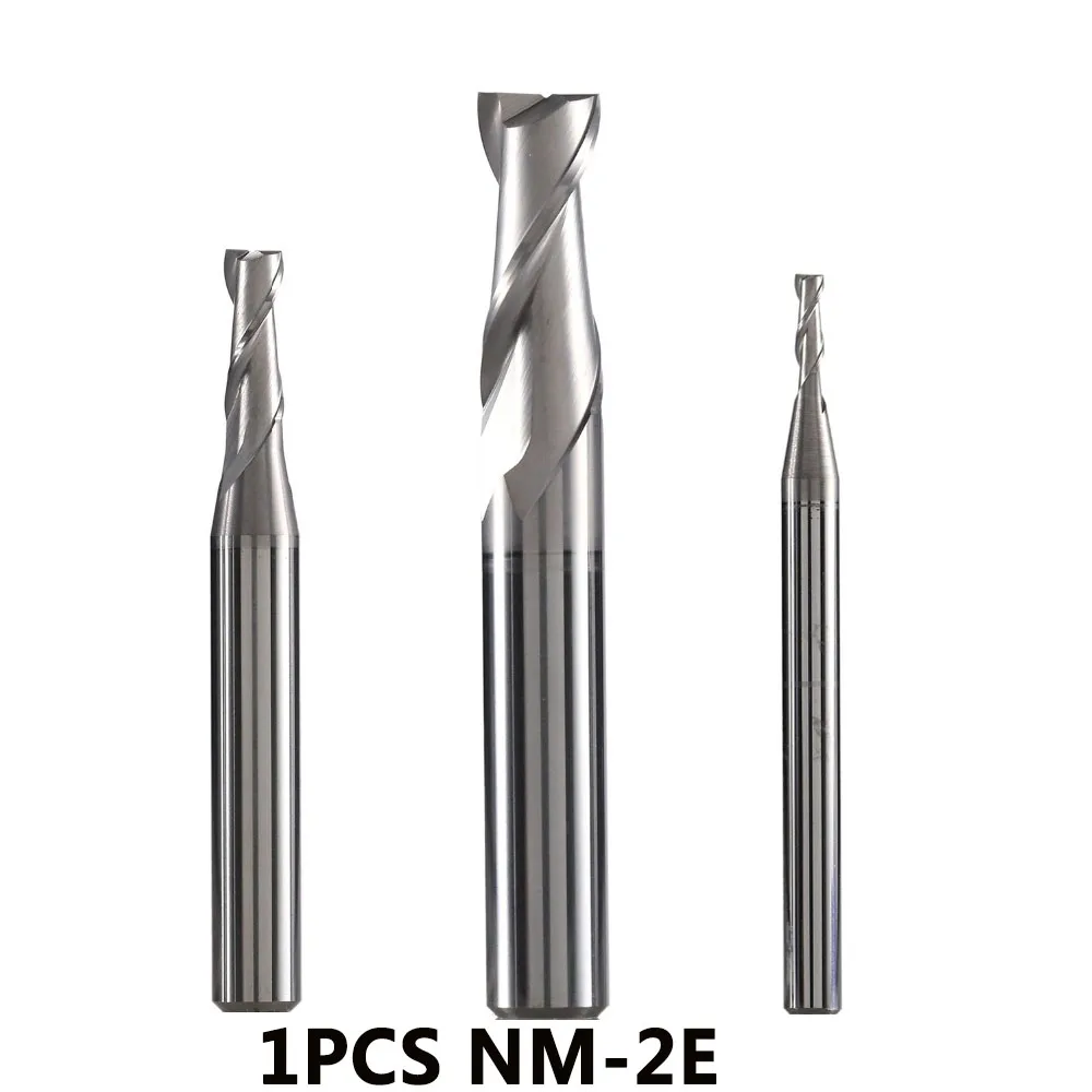 NM-2E acero de tungsteno 2 flauta cuadrado recubierto de molino de extremo cortador de fresado cnc de corte herramientas de cobre y de aleación de aluminio mecanizado 3