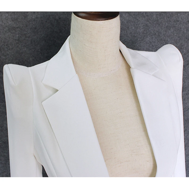 De CALIDAD SUPERIOR de 2020 Nuevo diseño Elegante Chaqueta de las Mujeres Encogimiento de Hombros de un Solo Botón Blazer Blanco de la Chaqueta 3
