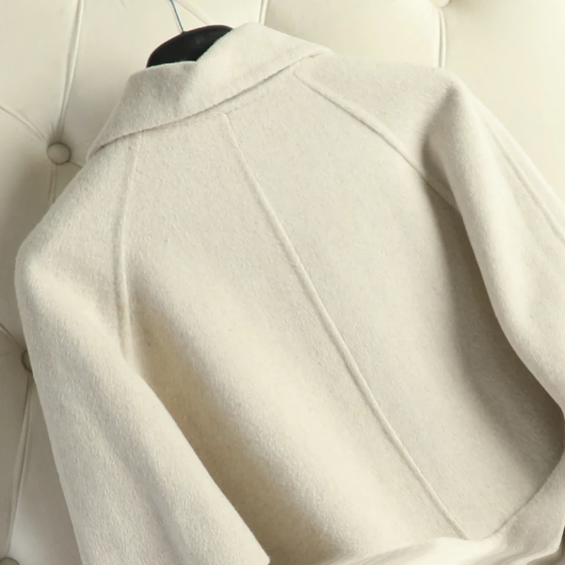 El de la Cachemira abrigo de doble cara con lana abrigo a medio anti-temporada de traje de flaco collar versión coreana de color beige abrigos 3