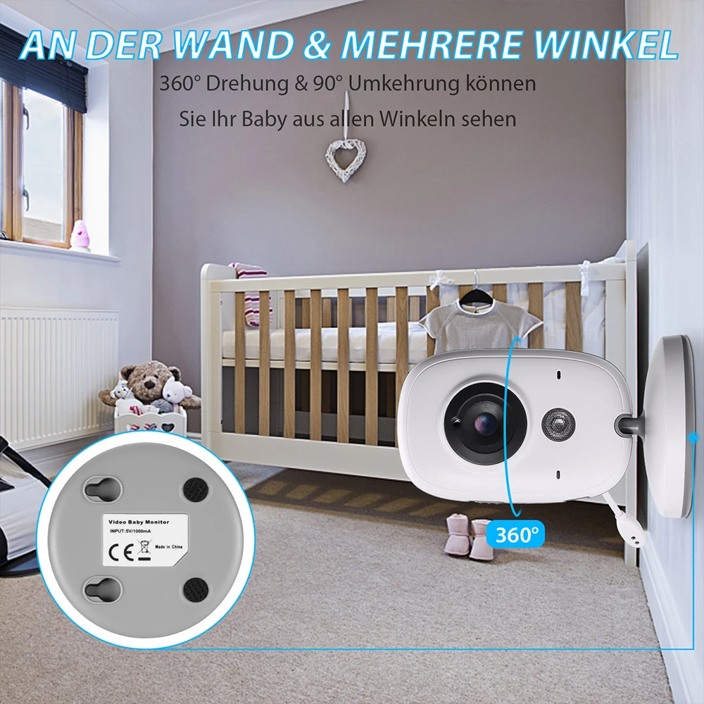 VB603 Monitor Inalámbrico del Bebé con 3.2 pulgadas LCD de Visión Nocturna de Seguridad de la Temperatura de la Cámara de Vídeo de Color de Vigilancia de la Cámara de Seguridad 3