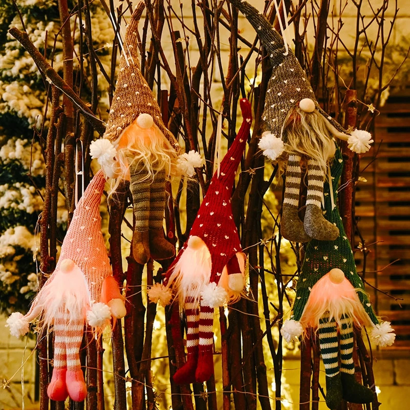 2021 Regalo de Navidad con Luz Gnomos Colgante Colgante Lindo Rostro de la Muñeca de la Decoración de Navidad, Decoración Feliz Pesadilla Antes de Navidad 3