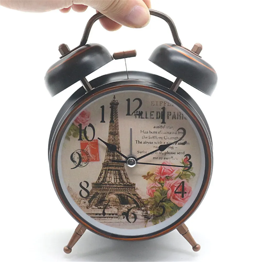 Retro Reloj De Alarma Simple Vintage Luminoso Reloj Despertador Estudiante De La Cabecera De La Mañana Se Levanta De La Mesa De Metal Reloj 3