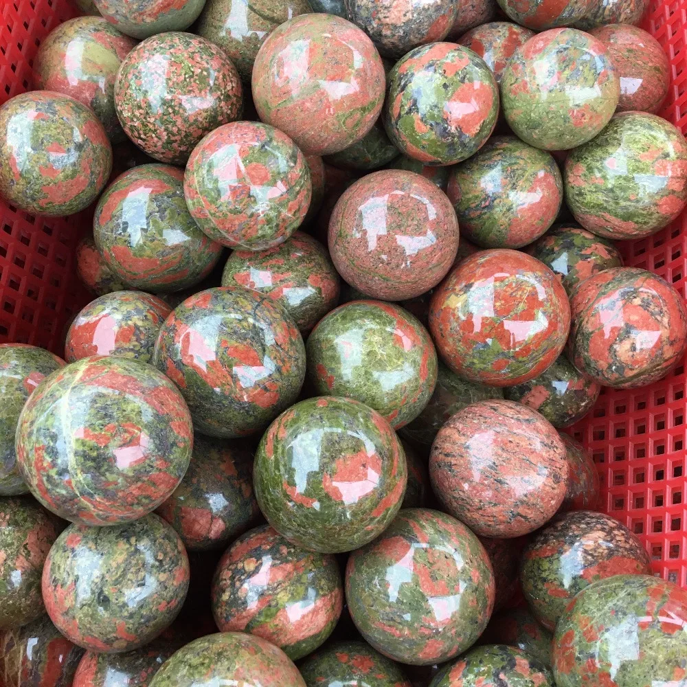 Natural de piedras preciosas bolas de Pulido de Unakite esfera de Cristal para la decoración del hogar 3