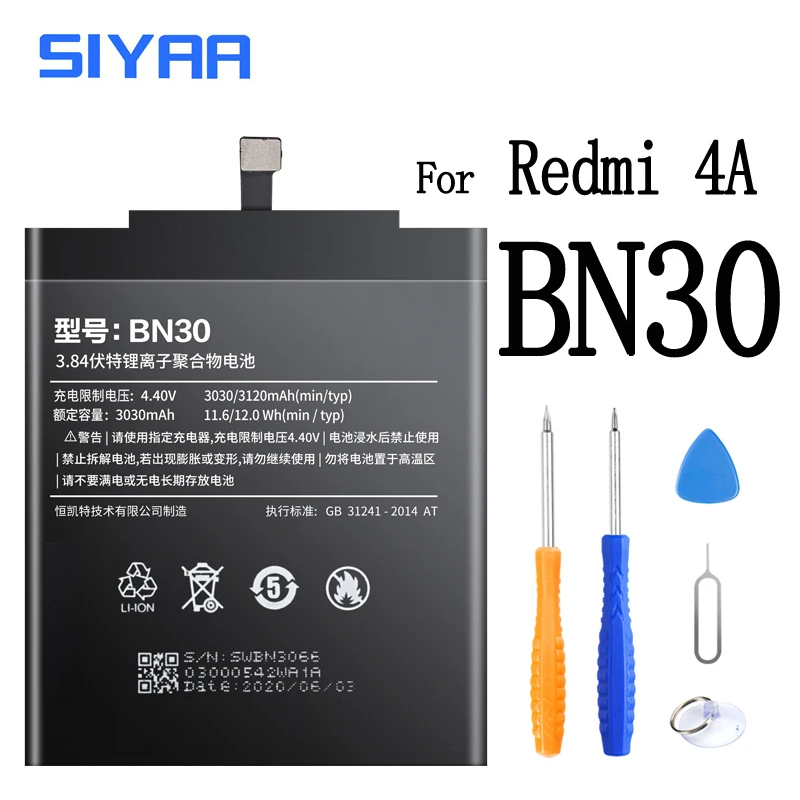 BN30 BN34 BM47 BM35 BM36 de la Batería De Xiaomi Mi 4C 5S Redmi 4A 5A 3 3 4X Reemplazo de la Batería de Polímero de Litio de la Batería de las Herramientas Libres 3
