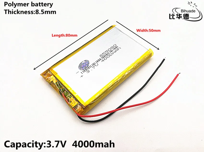Buen Qulity 3.7 V,4000mAH,855080 de Polímero de litio ion / Li-ion de la batería de JUGUETE,BANCO de POTENCIA,GPS,mp3,mp4 3