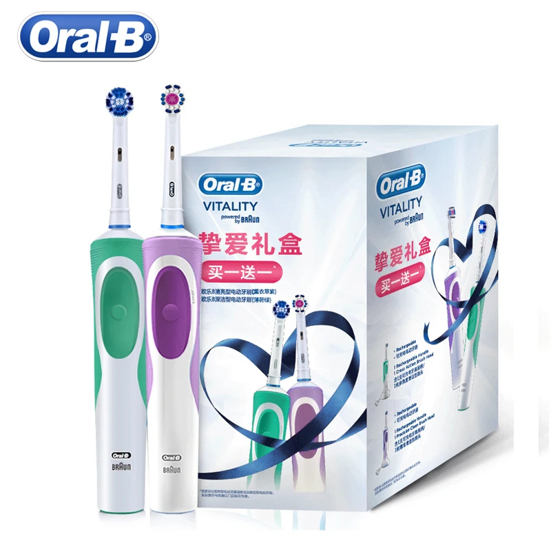 Oral B D12 Cepillo De Dientes Eléctrico Por Ultrasonidos Par De Conjunto De Rotación De Batería Recargable De Vitalidad Cepillo De Dientes Eléctrico Oral Higiene Cabezas 3