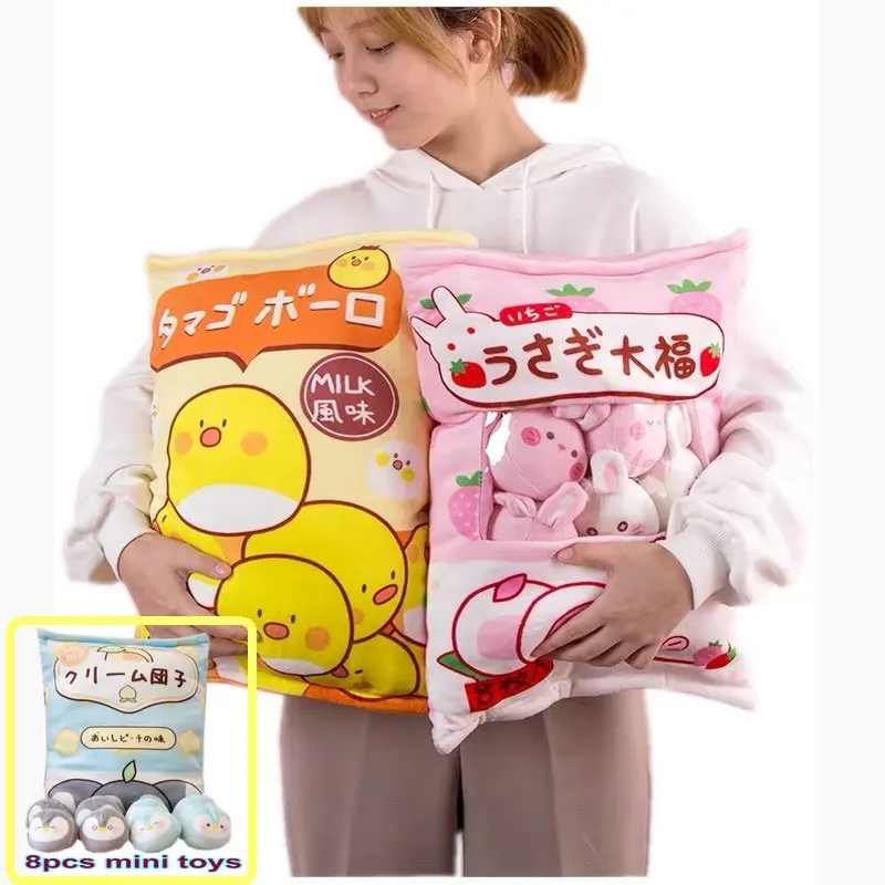 Una bolsa de 8 pcs mini pingüinos de peluche de juguete creativo cojín de peluche oso pardo pudín de muñeca de juguete para los niños de la muchacha del cumpleaños 3