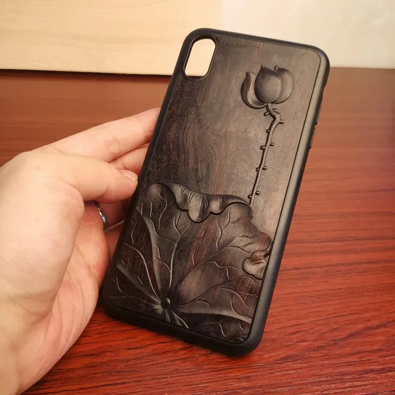 De lujo Tallado 3D Estéreo de Madera de Ébano Caso para el iPhone 12 Pro iPhone12 TPU Protectora Volver Cubierta de Teléfono de los Casos Para el iPhone 12 Pro Max 3