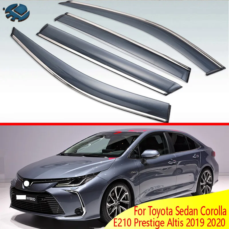 Para el Toyota Corolla 210 Sedán 2019 2020 de los Accesorios del Coche de Plástico Exterior de Ventilación Visera Cortinas de la Ventana de Sol, Protector de la Lluvia Deflector 4pcs 3