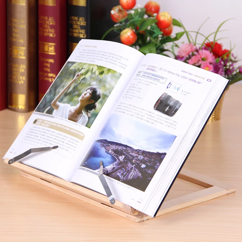 Mesa Plegable de Madera Ajustable Libro del Soporte de la Lectura de libro de cocina Titular de la Celebración de Libro de libro de cocina de Tablet PC Portátil 3