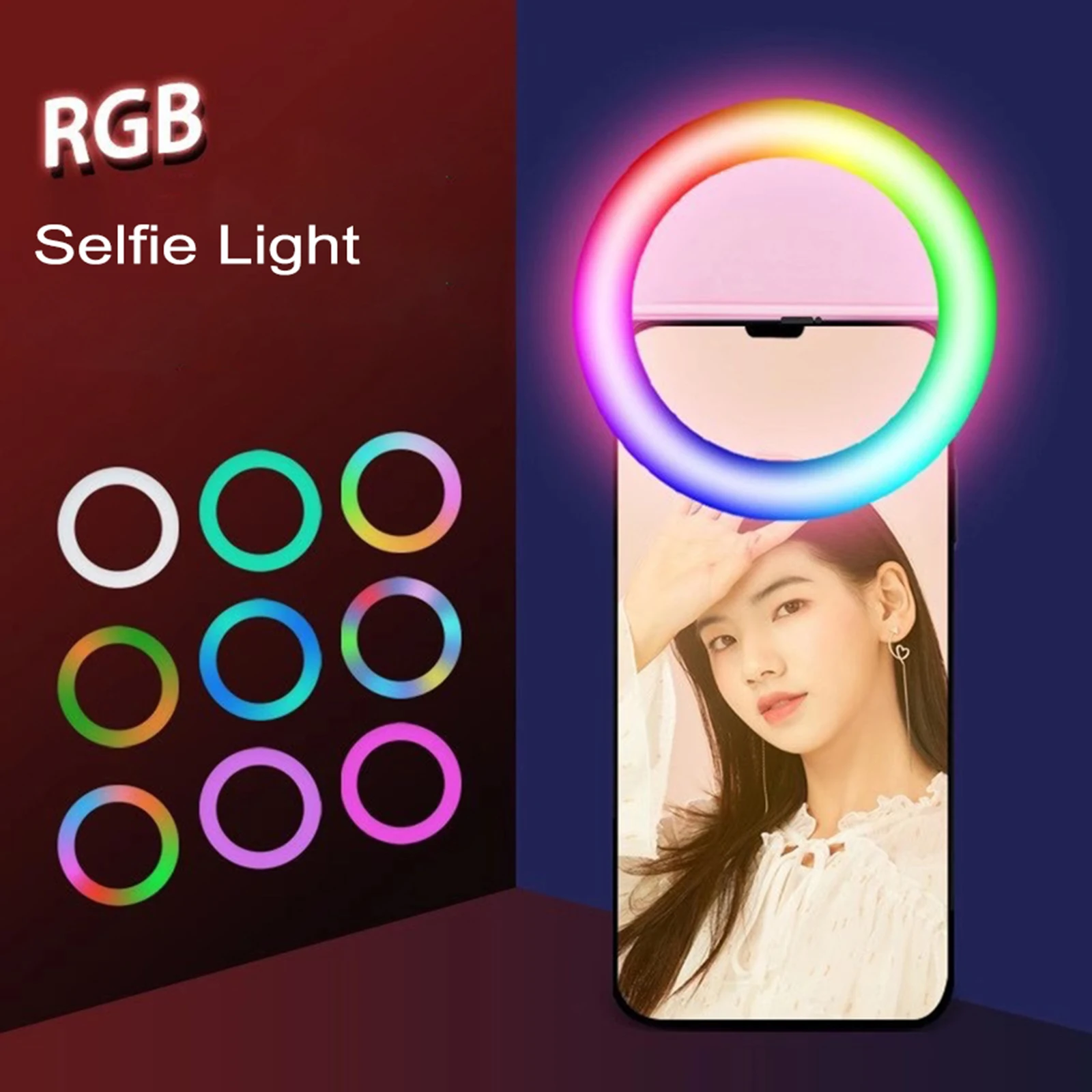 3 Colores RGB Selfie Luz 4 Modos LED del Teléfono Móvil de Luz de Relleno grabar Videos Vlogs Selfie Flash para Teléfono Portátil de la Tableta 3