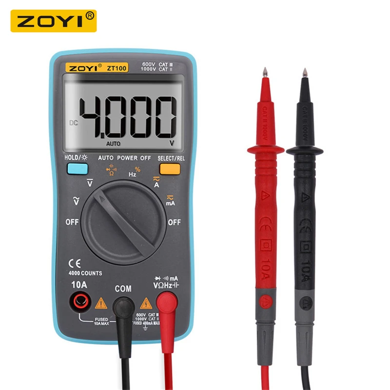 ZOYI ZT100 Multímetro Digital de Verdadero valor eficaz de Auto Rango Multimetro Voltímetro Amperímetro de la Capacitancia de la Temperatura Hz velocidad de conducción nerviosa Probador de 4000 cuentas 3