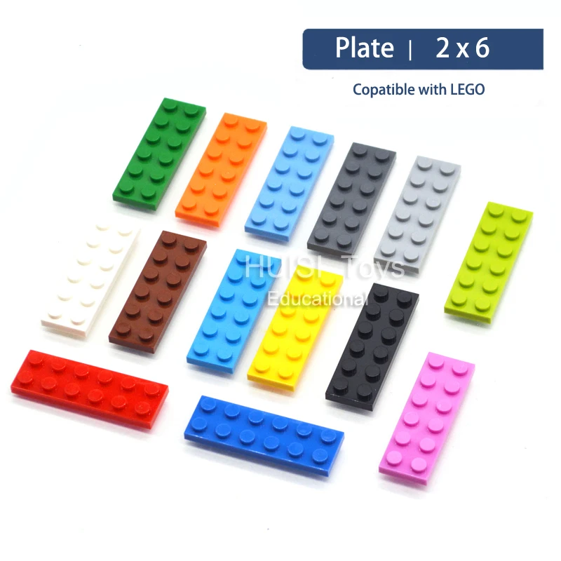 100pcs/lot el Aprendizaje de los Niños de la Educación de BRICOLAJE Bloques de 2x6 Plástico de los Juguetes de Construcción Ladrillos Compatible Con Legoes MOC Creativo Partes del Modelo 3