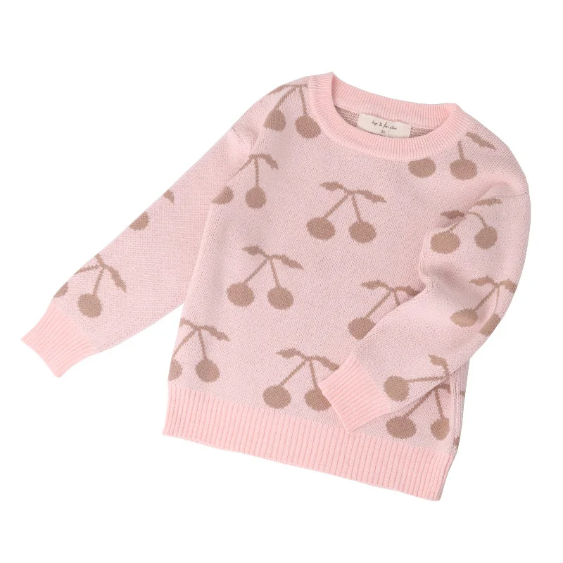Nueva 2019 Primavera Otoño De Diseño Del Nuevo Bebé Niñas Niños Suéter Patrón De La Cereza Dulce A Los Niños Tops Niñas Niños Suéter 3