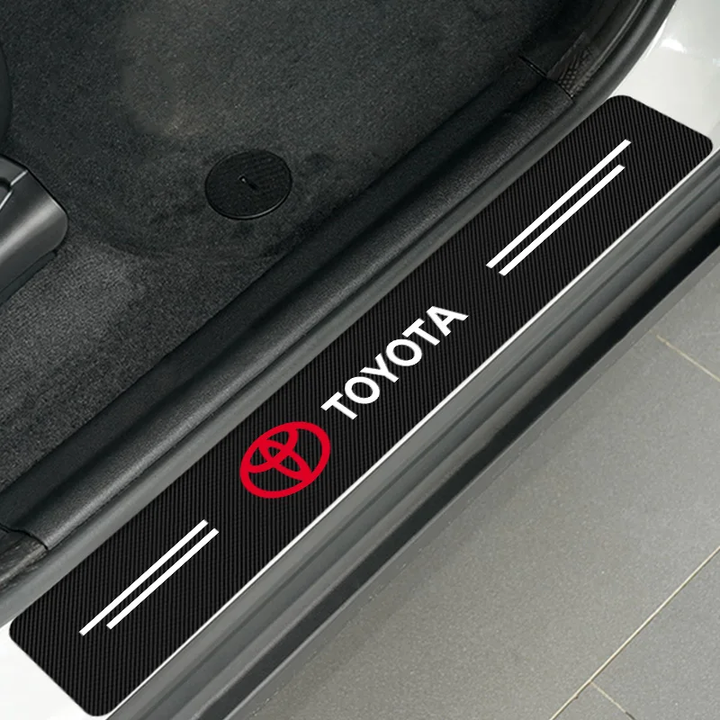 4pcs Car Emblema de Fibra de Carbono de la etiqueta Engomada de Auto Umbral de la Puerta Protector de Calcas para Toyotas Corolla Yaris Rav 4 Auris Camry C-hr 86 Prius 3