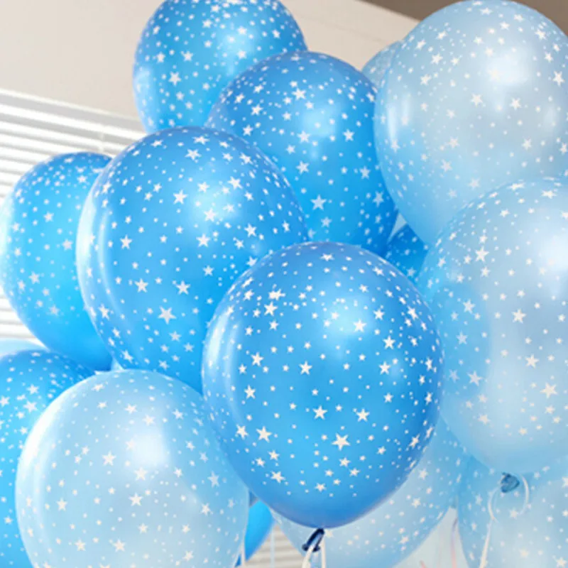 Nuevo 30 pcs azul rosa claro de Cinco estrellas impreso de perlas de látex globo de helio 12 pulgadas de la boda de la Fiesta de Cumpleaños Decorativos, Juguetes de niños 3