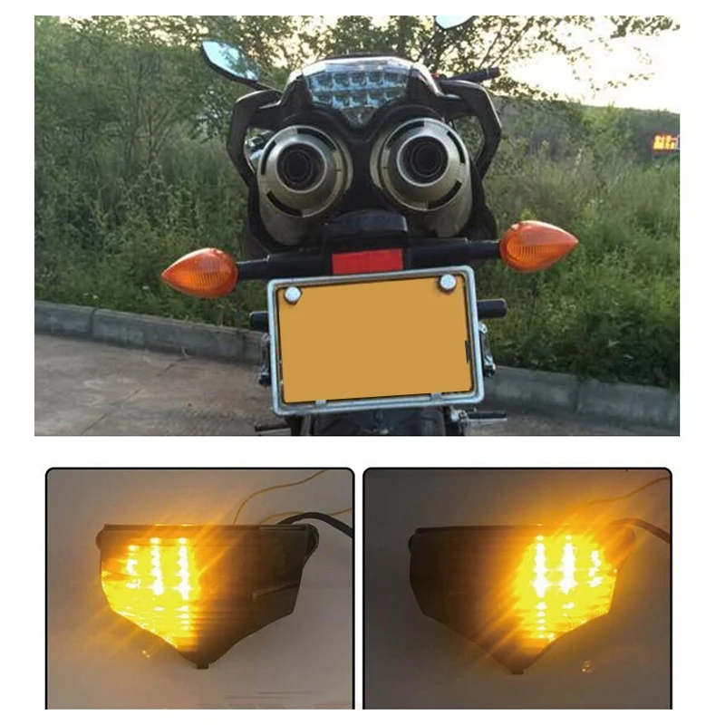 La motocicleta LED traseras de Freno Señal de Giro Luz Integrada para Yamaha FZ600 FZ6 04-08 3