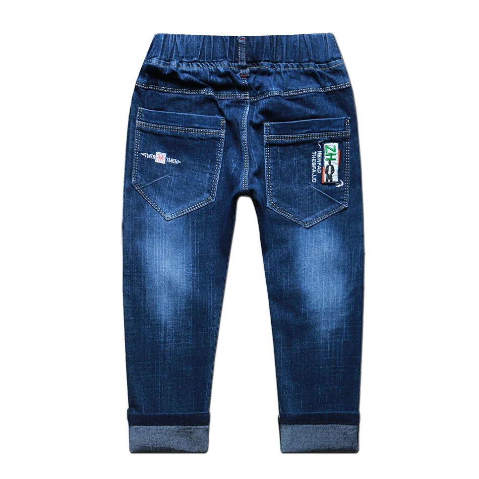 2018 Moda Chicos Jeans Primavera y el Otoño y la Ropa de los Niños de los Niños de la Carta de la Estrella Bordada Jeans Azul Oscuro, Pantalón de Mezclilla 4-9T HX-06 3