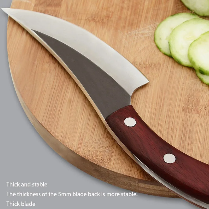 Cuchillo de carnicero de Cocina Manual de Forjado de Hueso de Pescado Cepilladora de 5.5 Pulgadas con Mango de Madera del Hogar de la Cocina de la Cocina de la Herramienta con un juego de cuchillas 3
