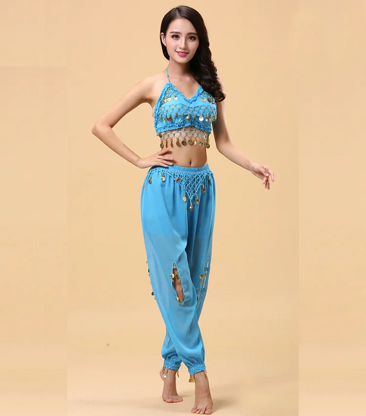 2 piezas del Conjunto de Profesionales de Danza Oriental de los Trajes de las Mujeres de la Danza del Vientre para Mujer Traje de la Danza India, Bollywood Vestido para Adultos 3