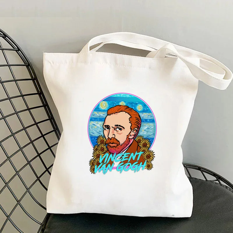 Van Gogh bolsa de compras, bolso de ultramarinos reutilizable bolso shopper bolsa de yute bolsa de yute cabas sac de tejido de cadena de sac tissu 3