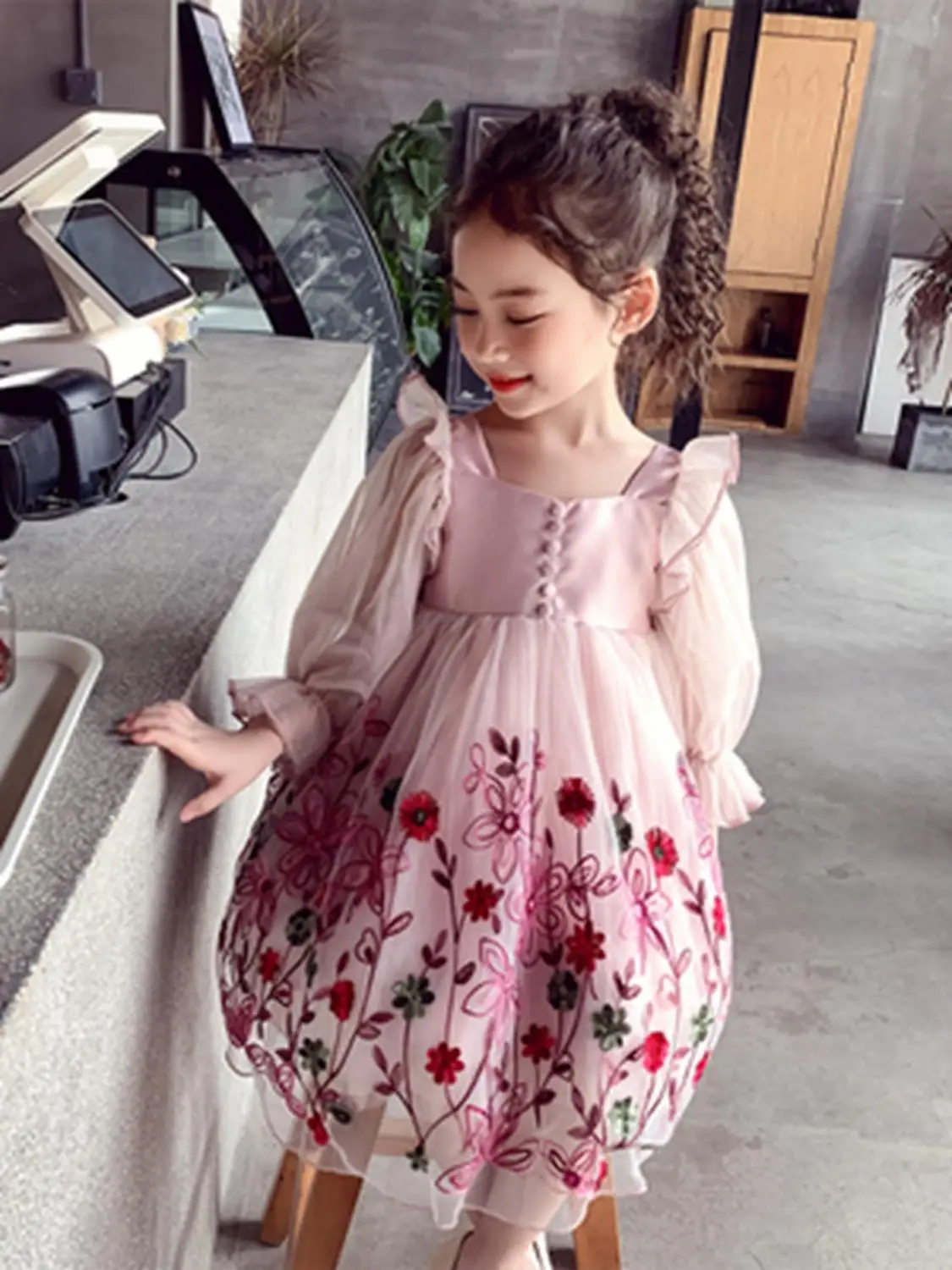 2020 de las Niñas Vestido de Verano de Niños Llenos Bordado Vestido de Princesa de Chidlren Blanco Rosa O Cuello de Malla de Vestidos para Niñas Ropa de Niño 3