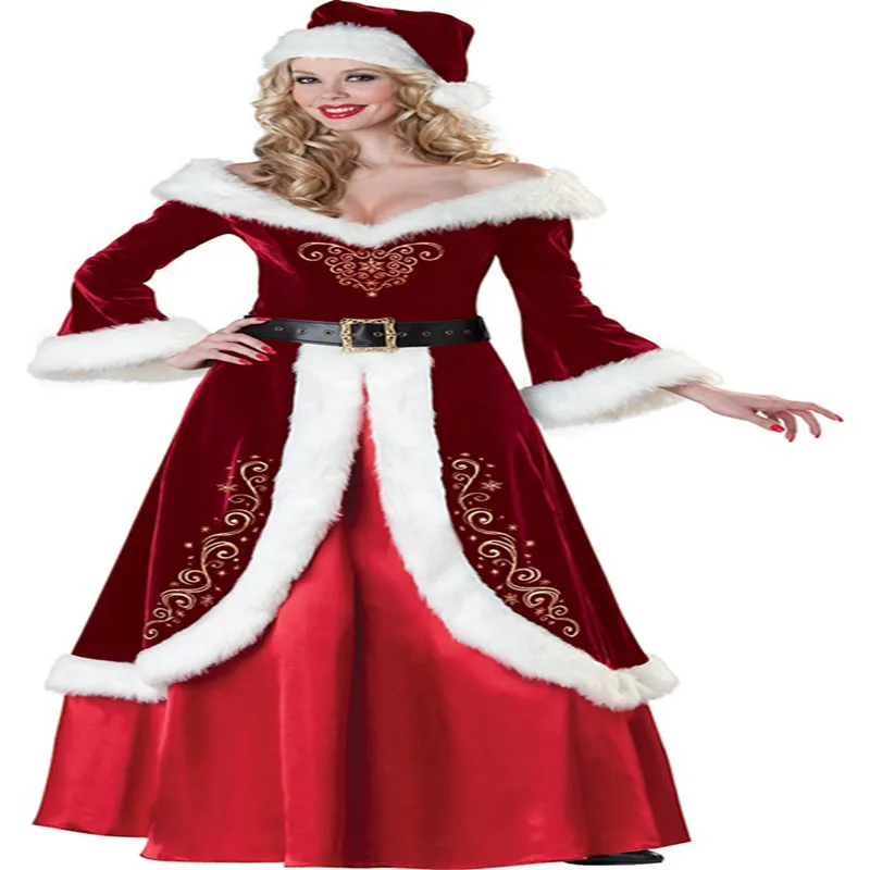 Conjunto Completo De La Navidad Trajes De Santa Claus Para Adultos Rojo De Navidad Ropa De Santa Claus Traje Traje De Lujo, Con Barba Blanca 3