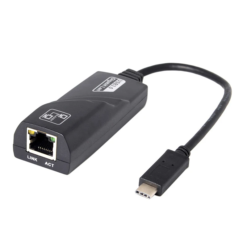 1000Mbps de Tipo c, USB-C A RJ45 Gigabit Ethernet LAN Cable de Adaptador de Red Para PC K Portátil Accesorio de color Negro 3