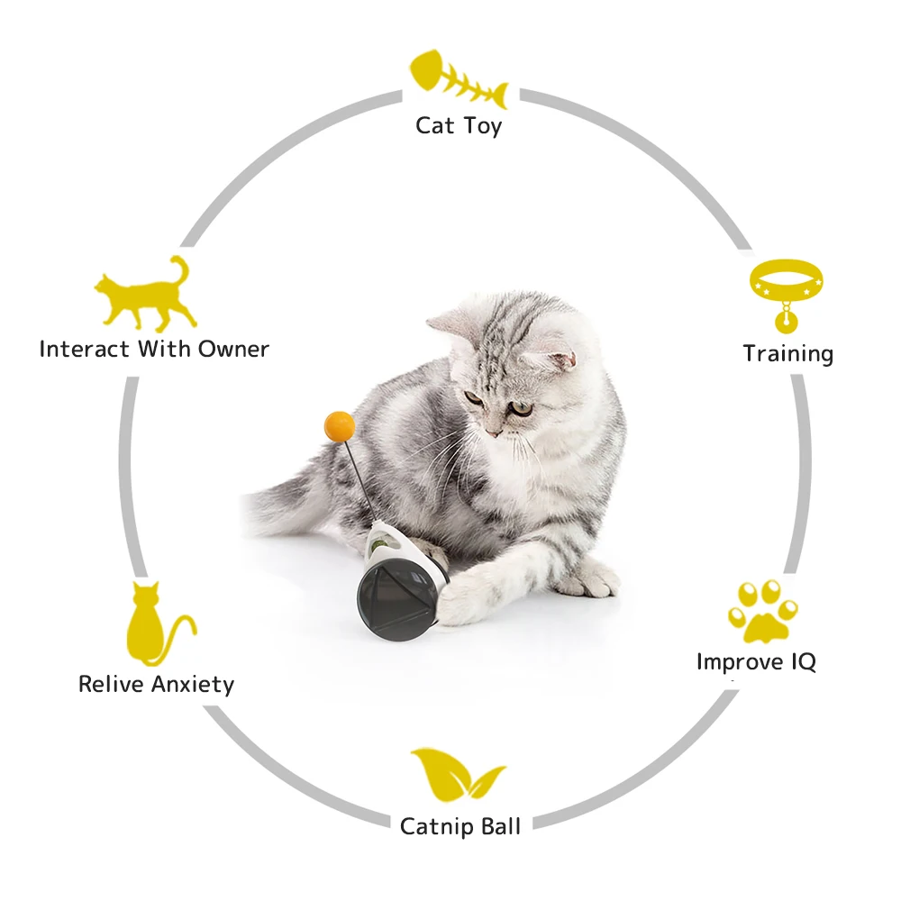 Smart Gato de Juguete con Ruedas Automática Sin necesidad de recargar gato juguetes interactivos Lrregular Rotación de Modo Divertida y no aburrida gato suministros 3