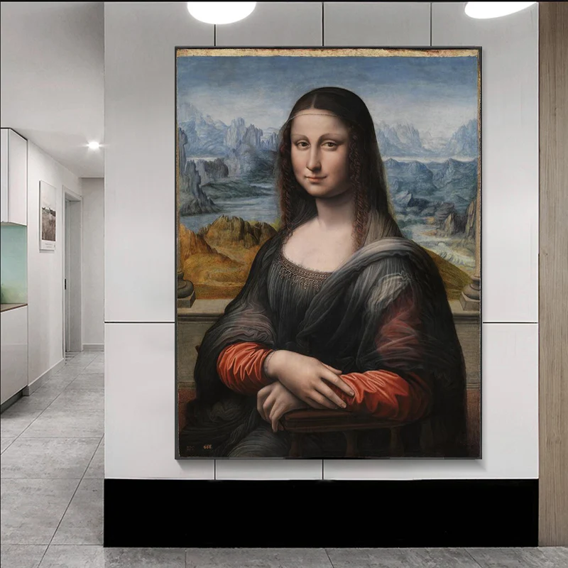 La Mona Lisa de Aceite de la Pintura de Da Vinci Famosa Pintura de Carteles e Impresiones de la Lona de la Decoración de la Pared del Arte de la Imagen para la Sala de estar Decoración para el Hogar 3