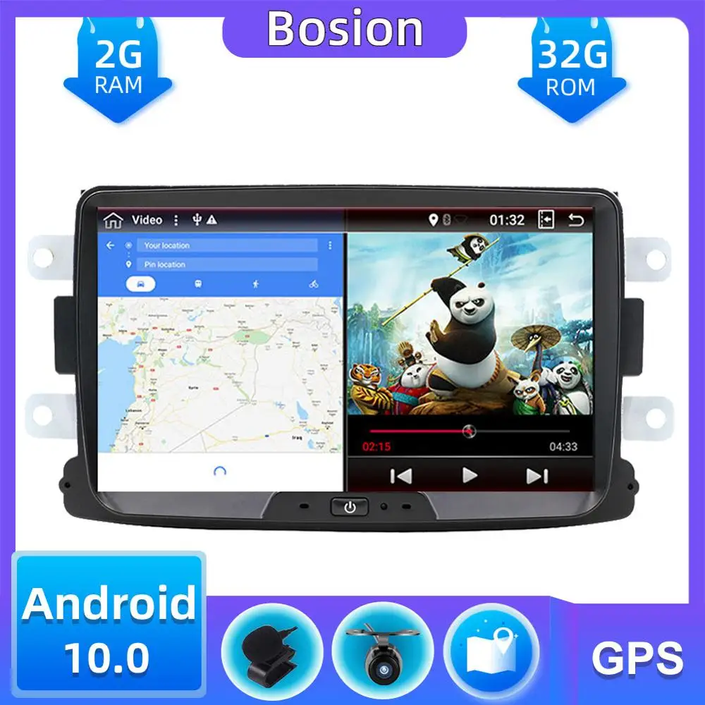 Quad core 1 din radio gps de vídeo android 10.0 dvd del coche para Dacia Lodgy Logan, Duster, Sandero wifi de navegación del coche reproductor multimedia 3