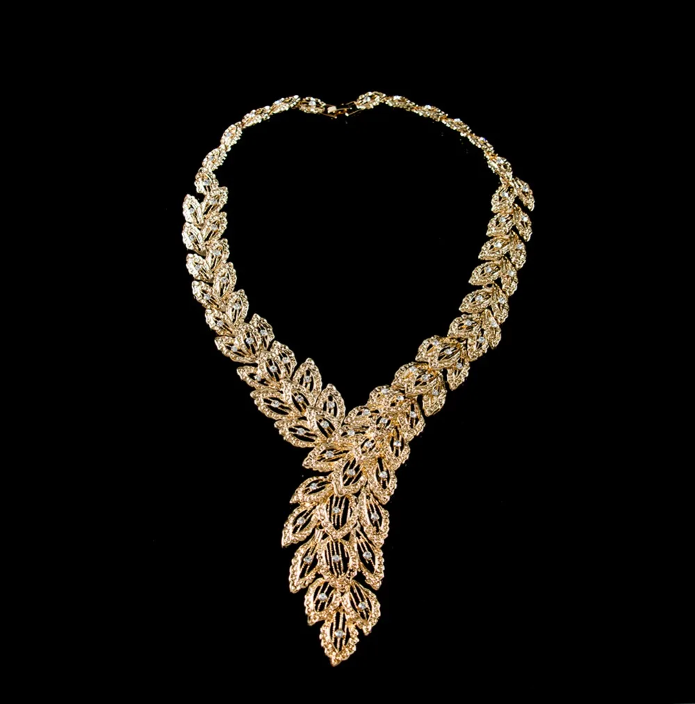 LAN PALACIO de áfrica conjuntos de joyas de fijación de color del color del oro de las señoras de cristal de la joyería de los pendientes del collar anillo de pulsera de envío libre 3