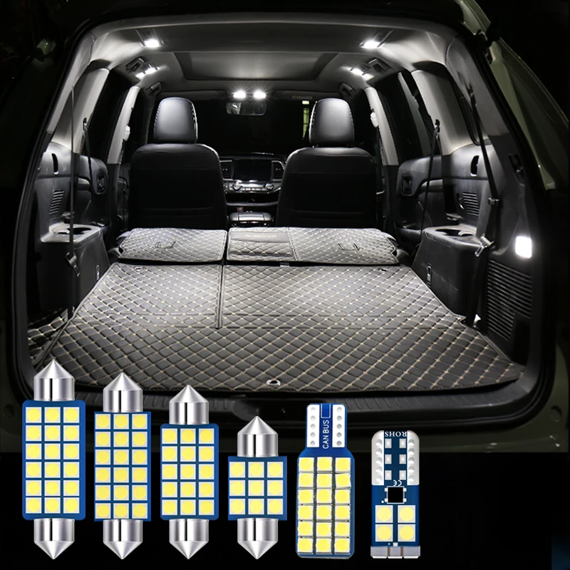 9 x T10 W5W Auto LED Bombillas de las luces del Interior del Coche kit de Domo de Luces de Lectura Tronco de la Lámpara para Toyota Highlander 2016 2017 2018 2019 3