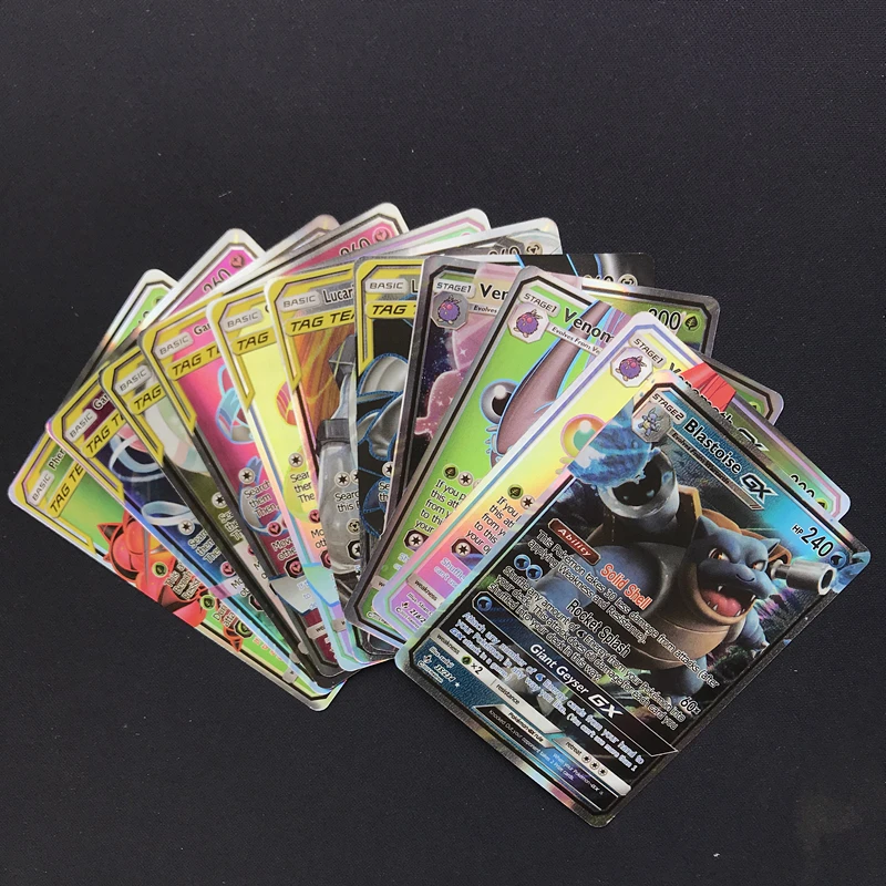 100Pcs Tarjetas Pokemon GX entrenador Brillante pokemon Juego de Cartas de Batalla de la Carta Comercial en inglés Cartas Pokemon Juguetes Regalos para niños 3