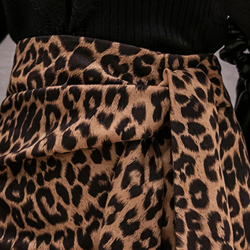 2020 Verano Estilo coreano Dividir Vendaje Leopard Faldas para Mujer de la Alta Cintura Sexy Hip OL Falda Lápiz Casual de Una Línea de Frijoles de Punto Faldas 3