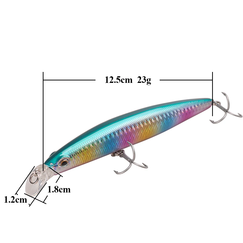 TAF UN+ Minnow Señuelo de la Pesca de Tungsteno Peso del Sistema de 125mm 23g variedad de Colores Modelo Caliente Duro Cebo Isca de Pesca Artificial Wobblers 3