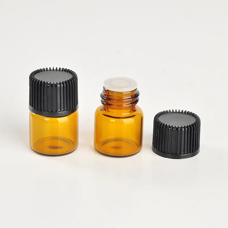 1ML 2ML de Vidrio Marrón Perfume de Viaje Botella de Aceite Esencial de Vacío Contenitori Frascos de Cosméticos de Cuidado Personal Frasco de Muestras 100pcs/lot 3